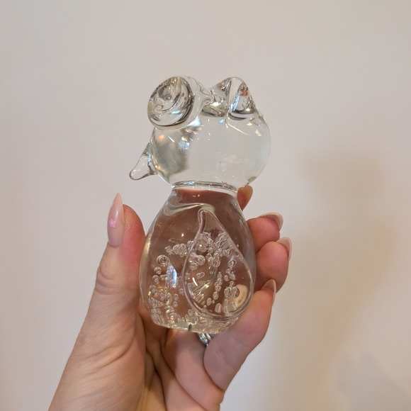 Clear Glass Owl Figurine Paperweight - Picture 7 of 9